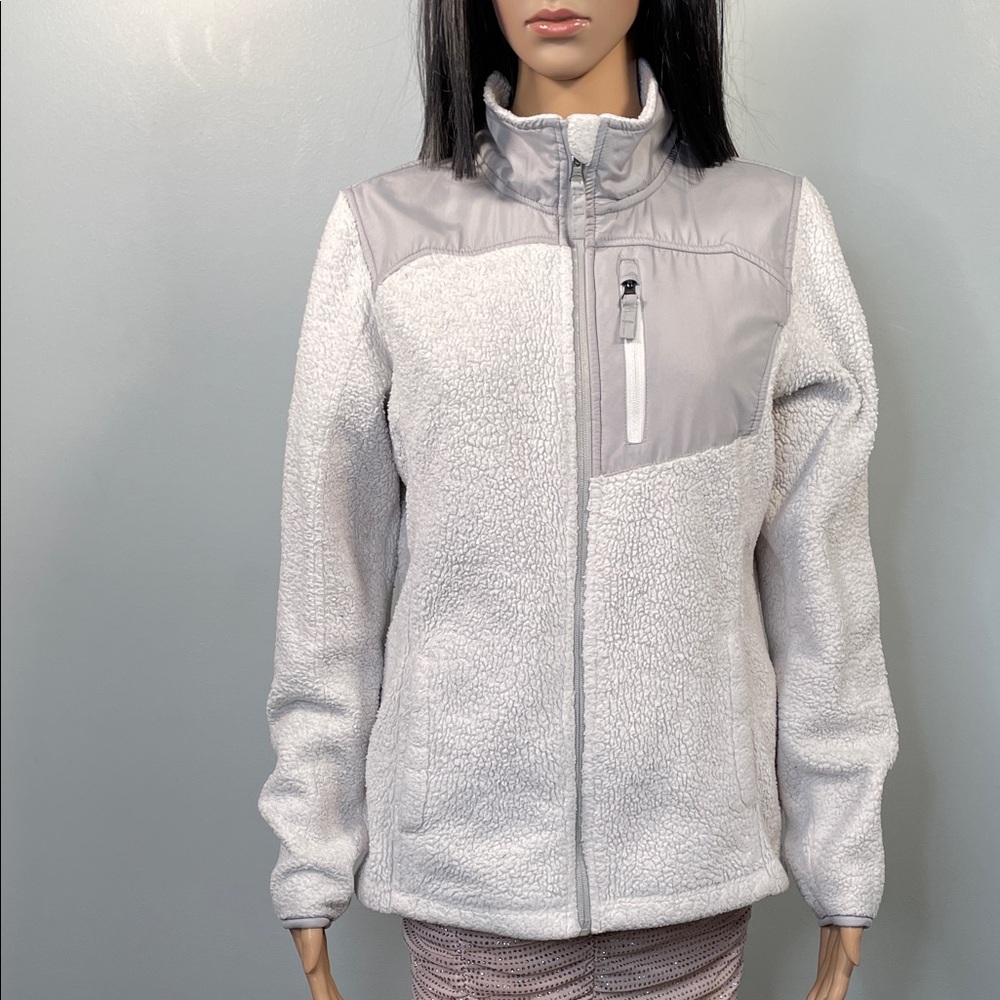 Faded Glory Women's Gray and White Teddy Jacket